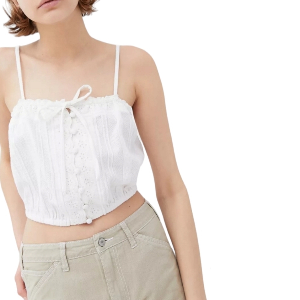 NWT Urban Outfitters Dobbie Button Front Crop Top